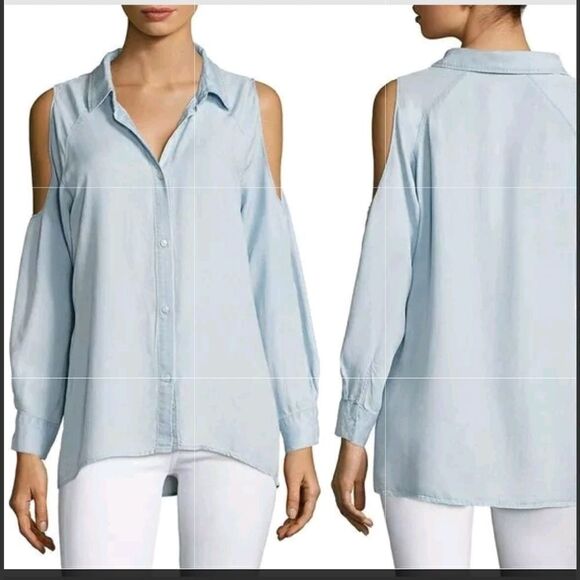 Rails Tops - Rails Sadie Cold-Shoulder Chambray Button Down Shi